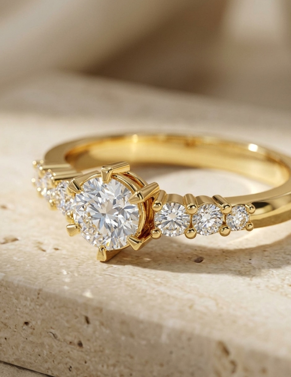 Anillo de compromiso de oro 9 k zirconia cúbica 4