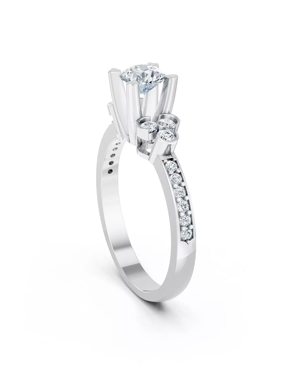 Anillo de compromiso de oro 14 k zirconia cúbica 4