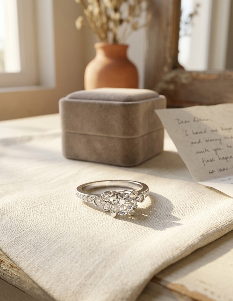 Anillo de compromiso de oro 14 k zirconia cúbica 5