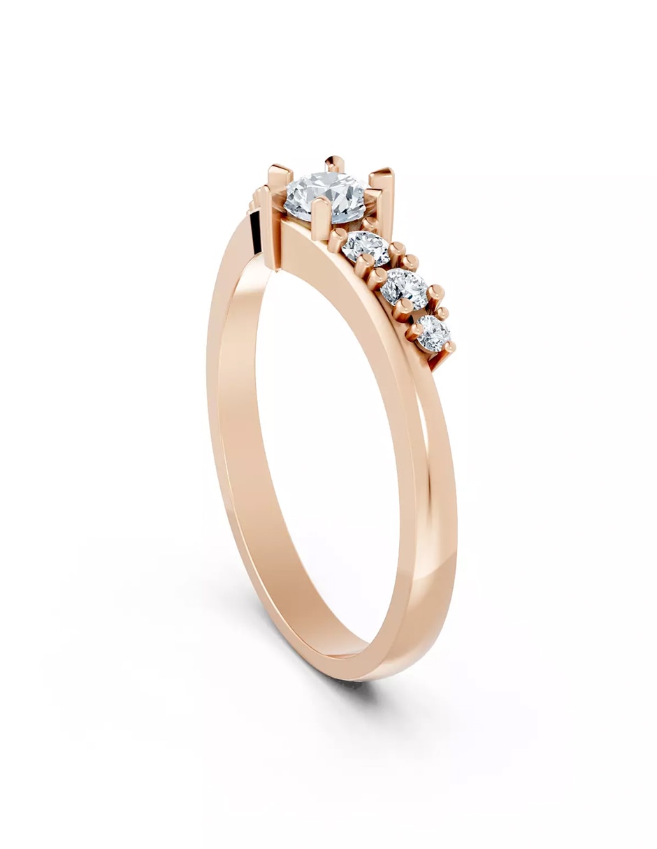 Anillo de compromiso de oro 14 k zirconia cúbica 3