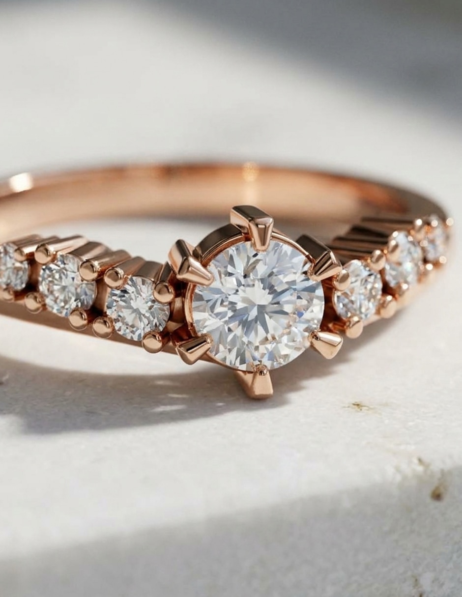 Anillo de compromiso de oro 14 k zirconia cúbica 4