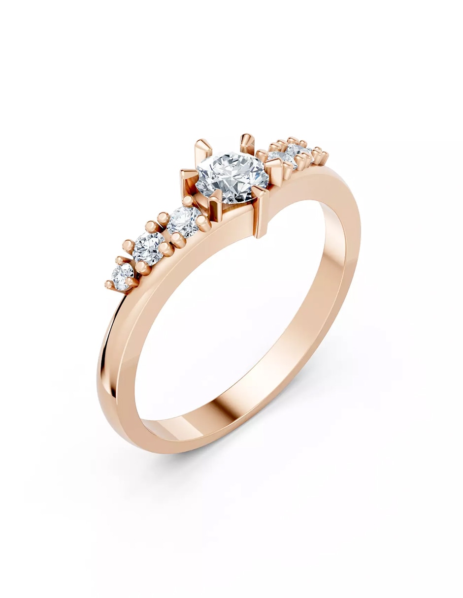 Anillo de compromiso de oro 14 k zirconia cúbica 6