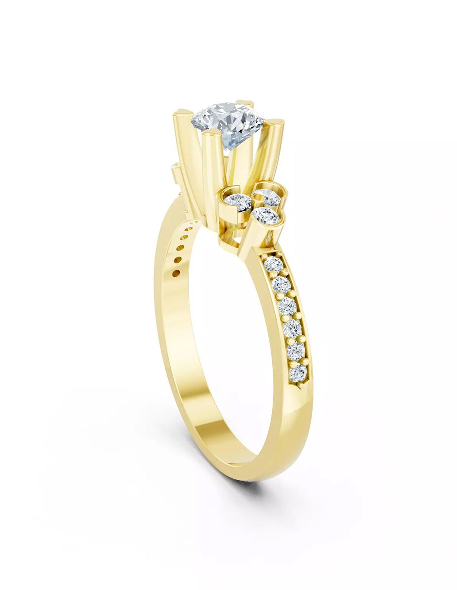 Anillo de compromiso de oro 14 k zirconia cúbica 3
