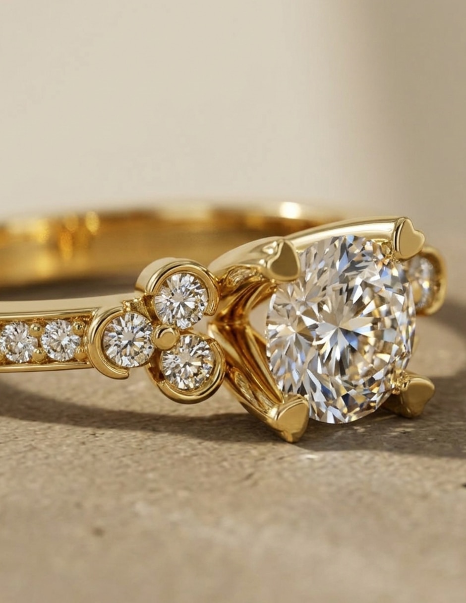 Anillo de compromiso de oro 18 k zirconia cúbica 4