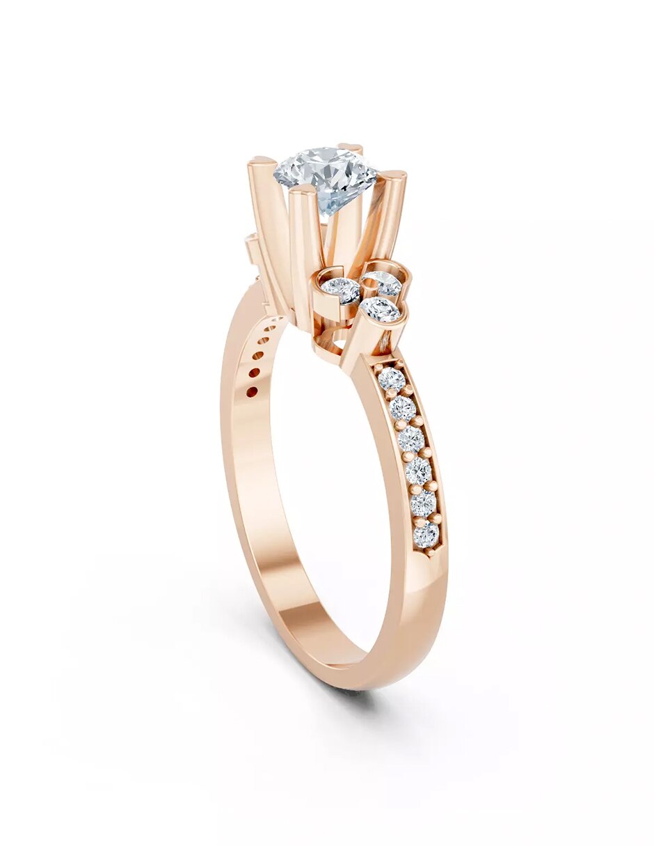 Anillo de compromiso de oro 18 k zirconia cúbica 4