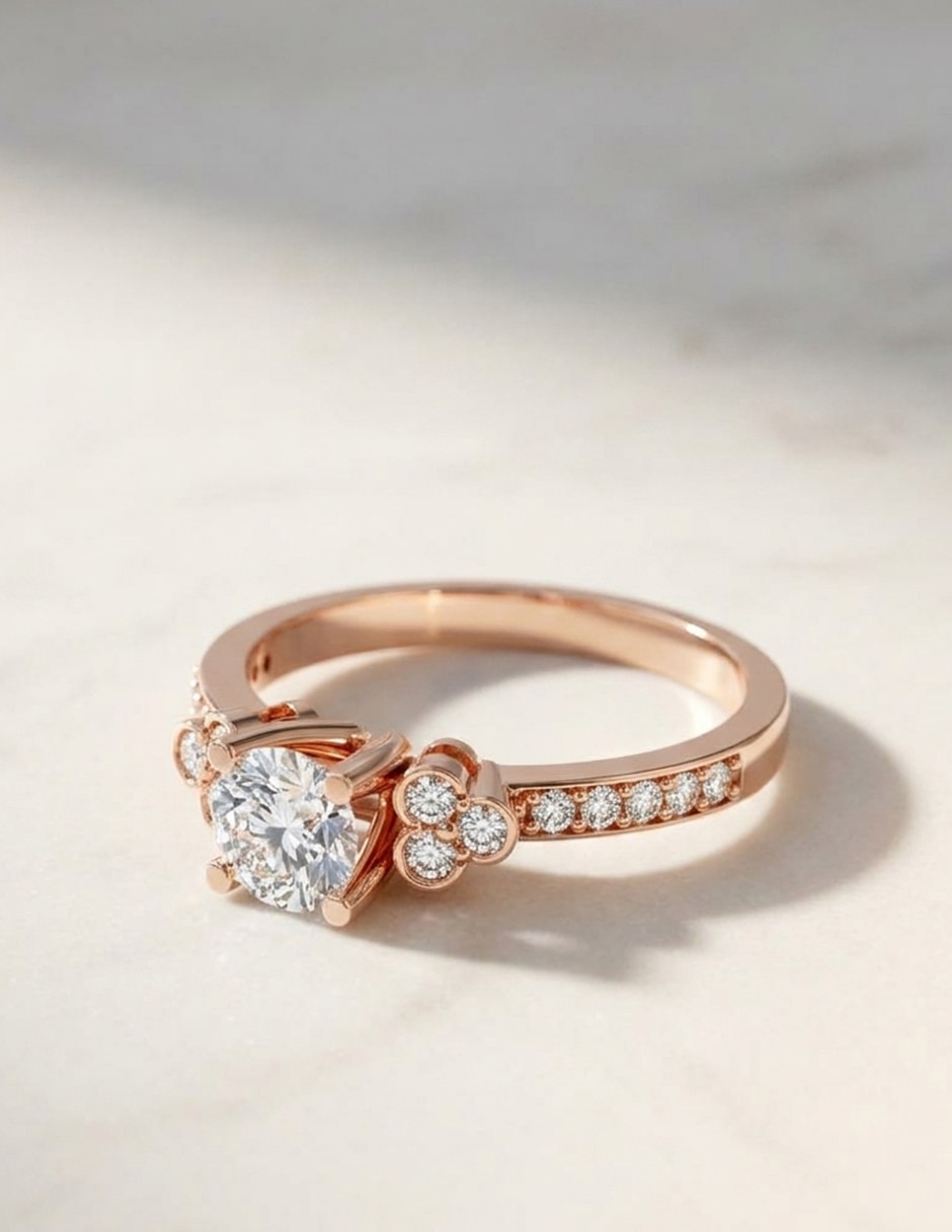 Anillo de compromiso de oro 18 k zirconia cúbica 5