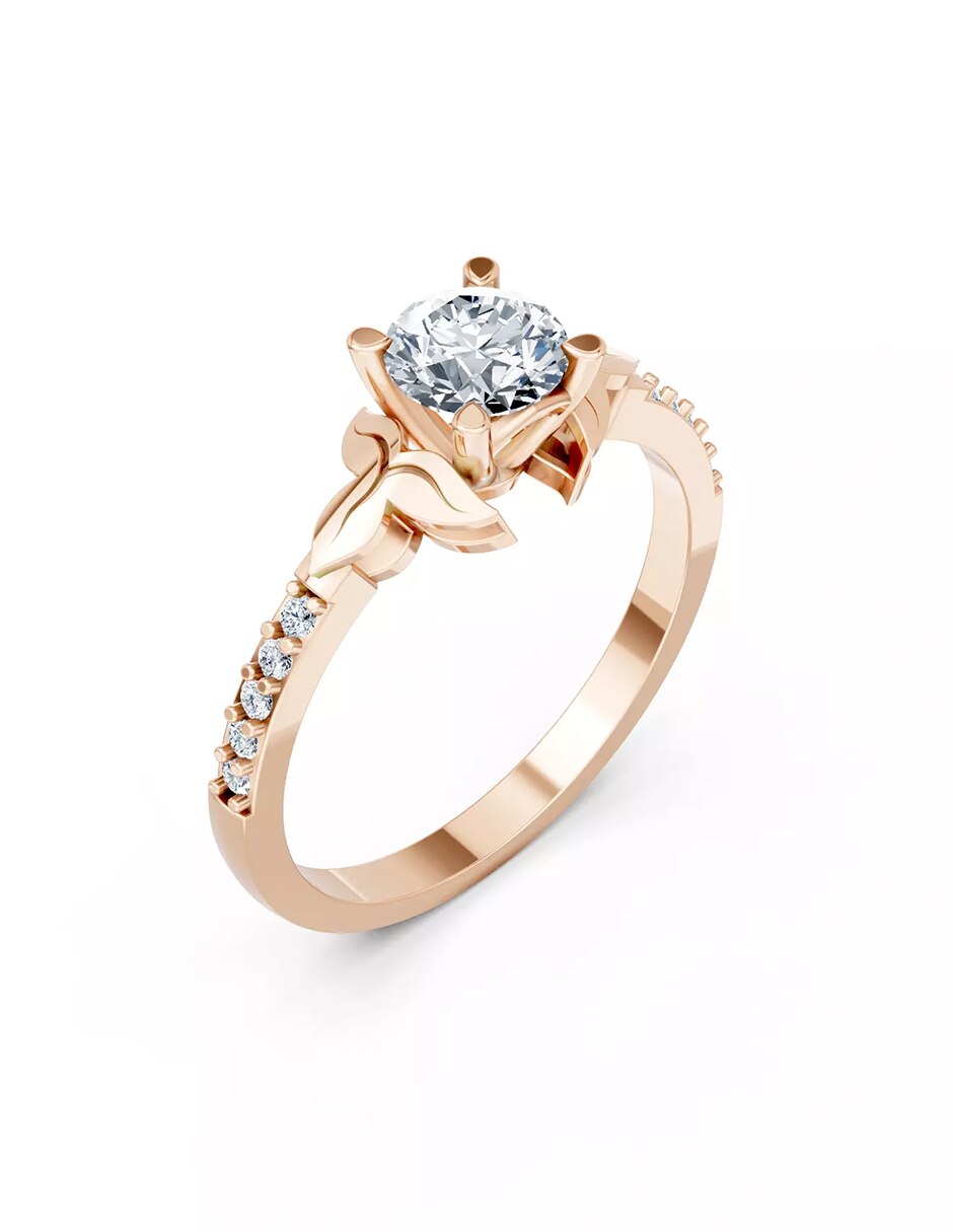 Anillo de compromiso de oro 9 k zirconia cúbica 7