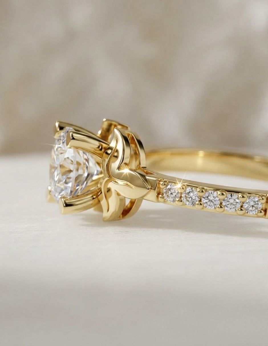 Anillo de compromiso de oro 14 k Amore Mio zirconia cúbica