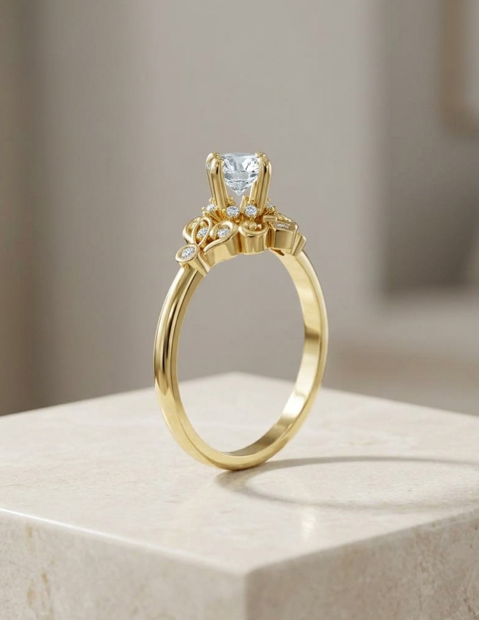 Anillo de compromiso de oro 9 k Amore Mio zirconia cúbica