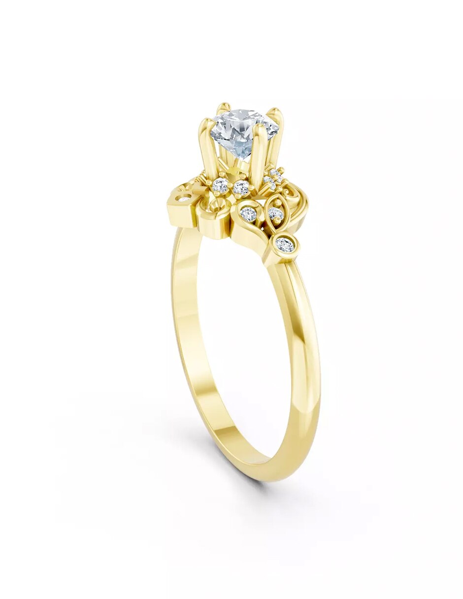 Anillo de compromiso de oro 14 k Amore Mio zirconia cúbica