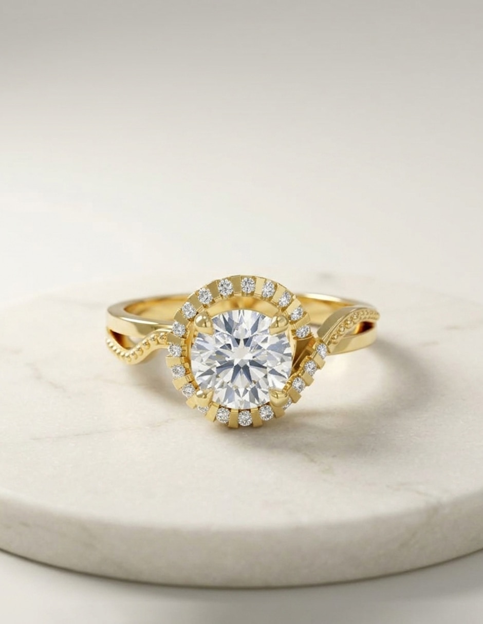 Anillo de compromiso de oro 9 k Amore Mio zirconia cúbica
