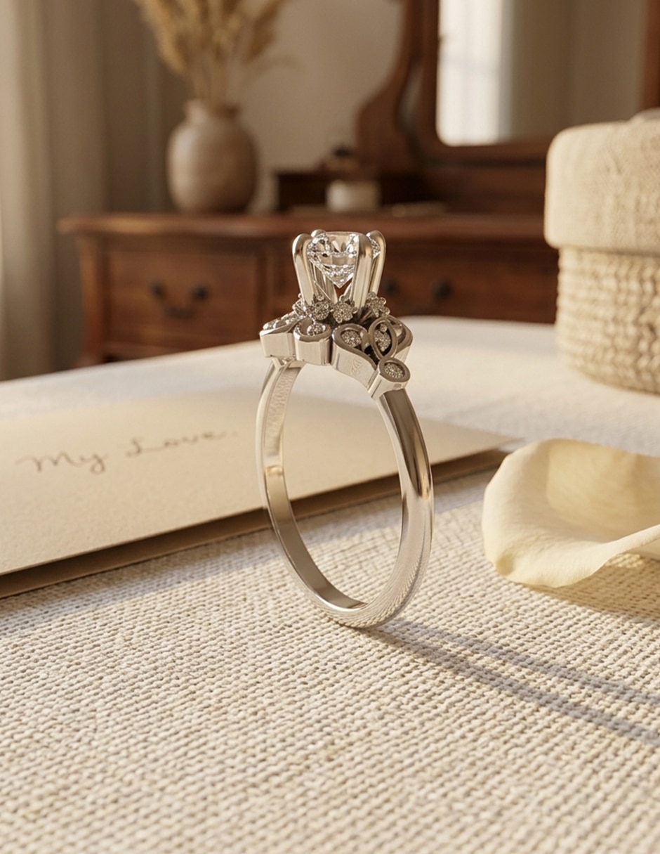 Anillo de compromiso de oro 18 k zirconia cúbica 4