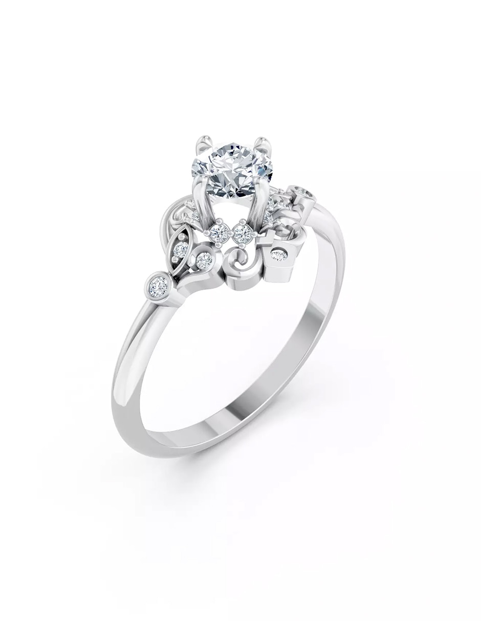 Anillo de compromiso de oro 18 k zirconia cúbica 5