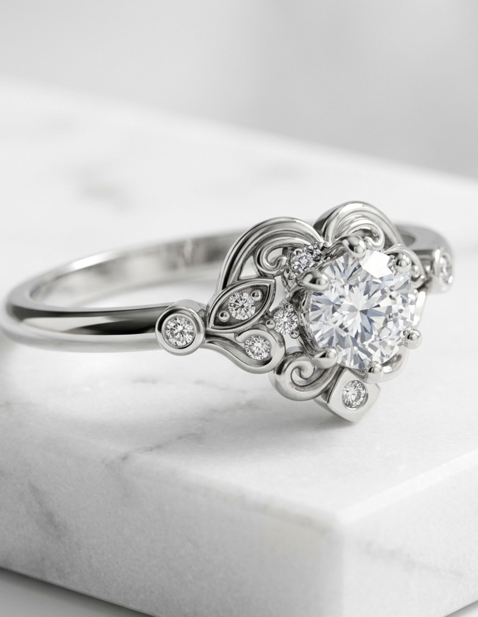 Anillo de compromiso de oro 18 k zirconia cúbica 6