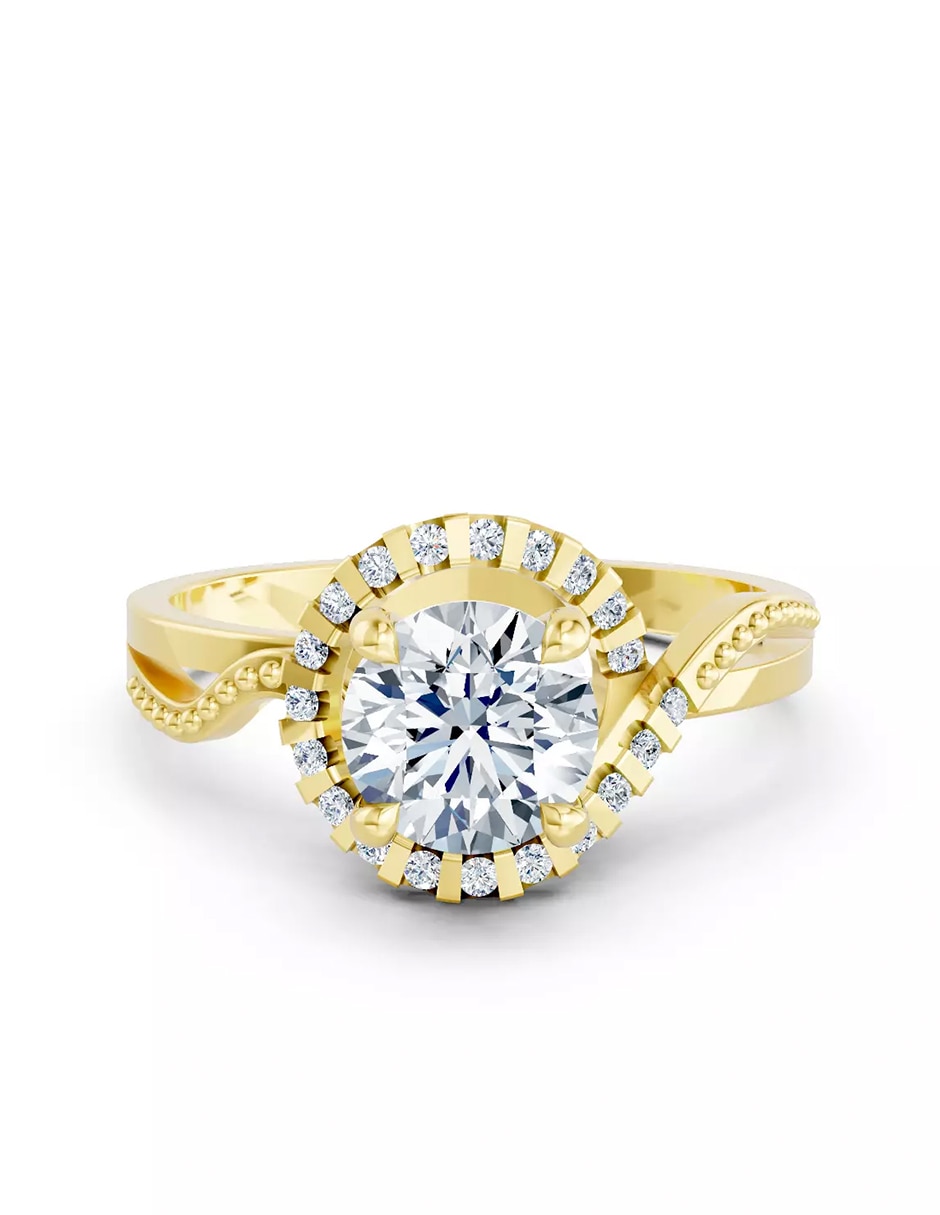 Anillo de compromiso de oro 14 k Amore Mio zirconia cúbica