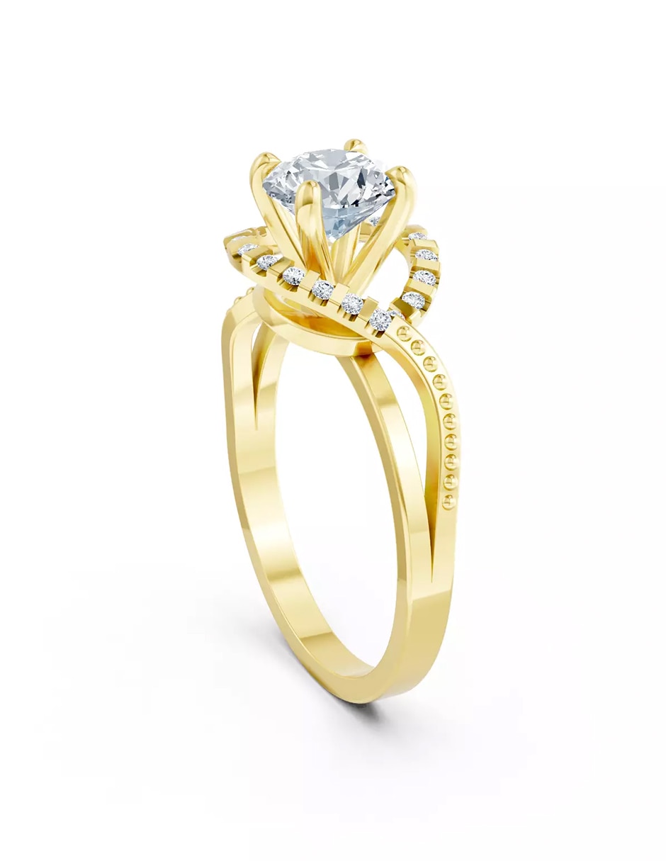 Anillo de compromiso de oro 14 k Amore Mio zirconia cúbica