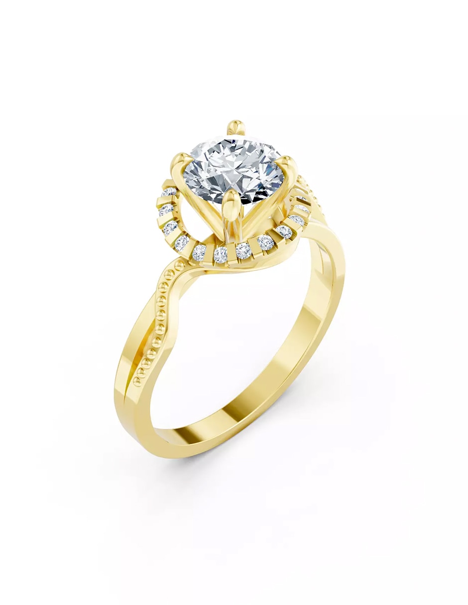 Anillo de compromiso de oro 14 k Amore Mio zirconia cúbica
