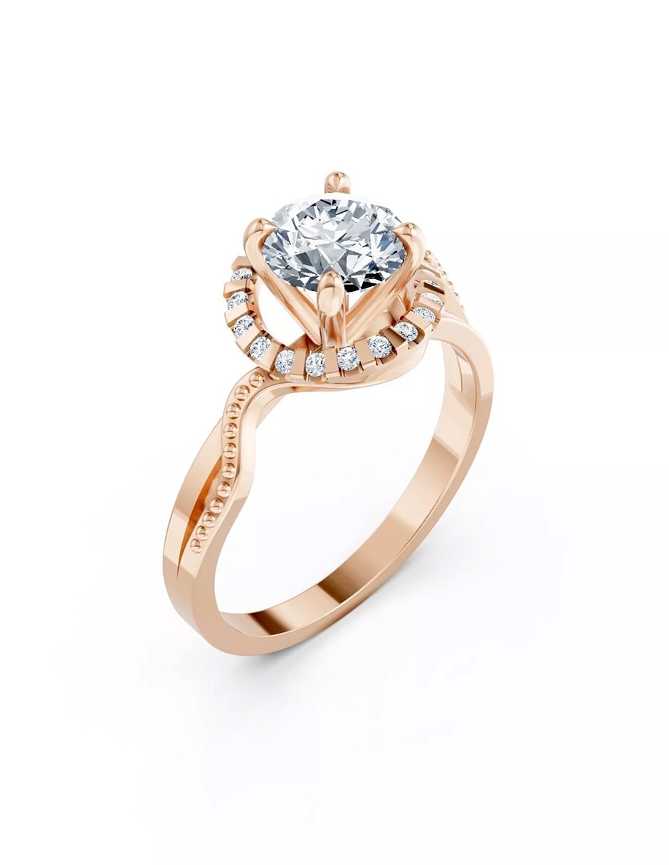 Anillo de compromiso de oro 18 k zirconia cúbica 6