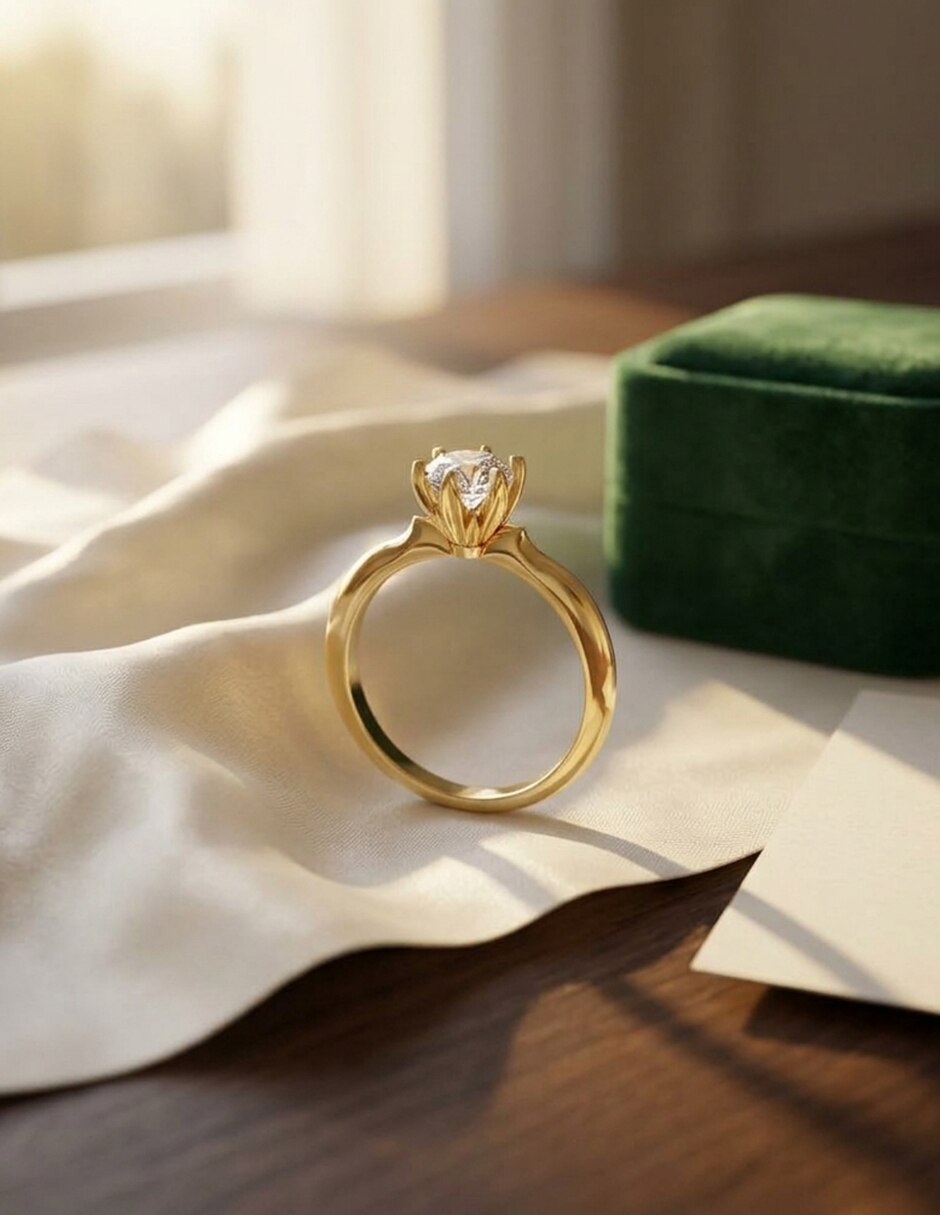 Anillo de compromiso de oro 9 k zirconia cúbica 5