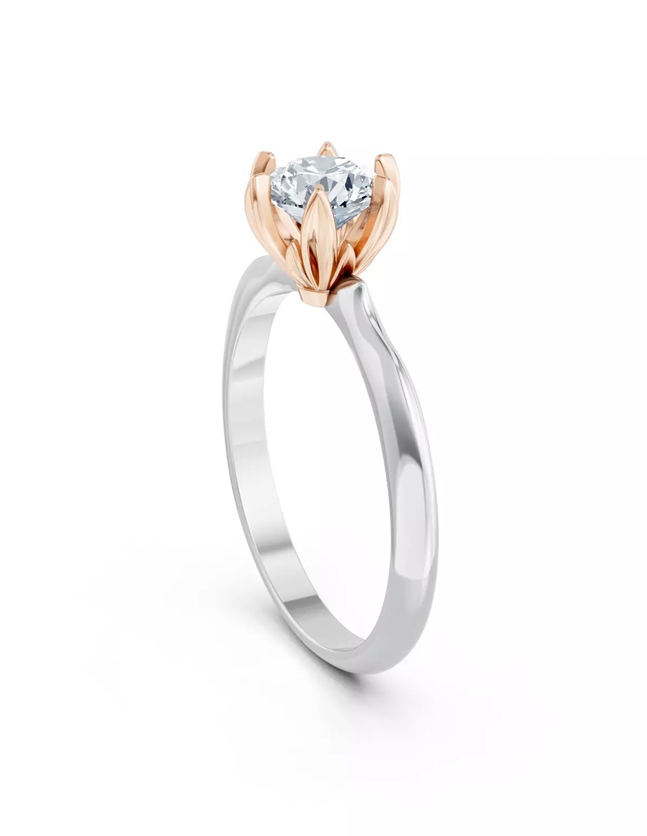 Anillo de compromiso de oro 14 k zirconia cúbica 3