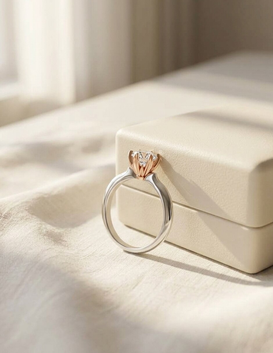 Anillo de compromiso de oro 14 k zirconia cúbica 4
