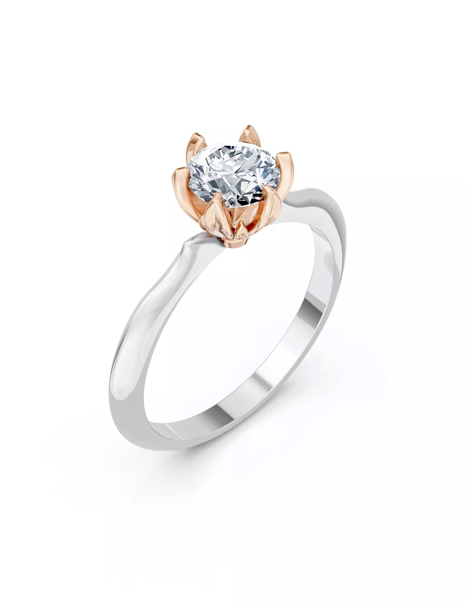Anillo de compromiso de oro 14 k zirconia cúbica 5