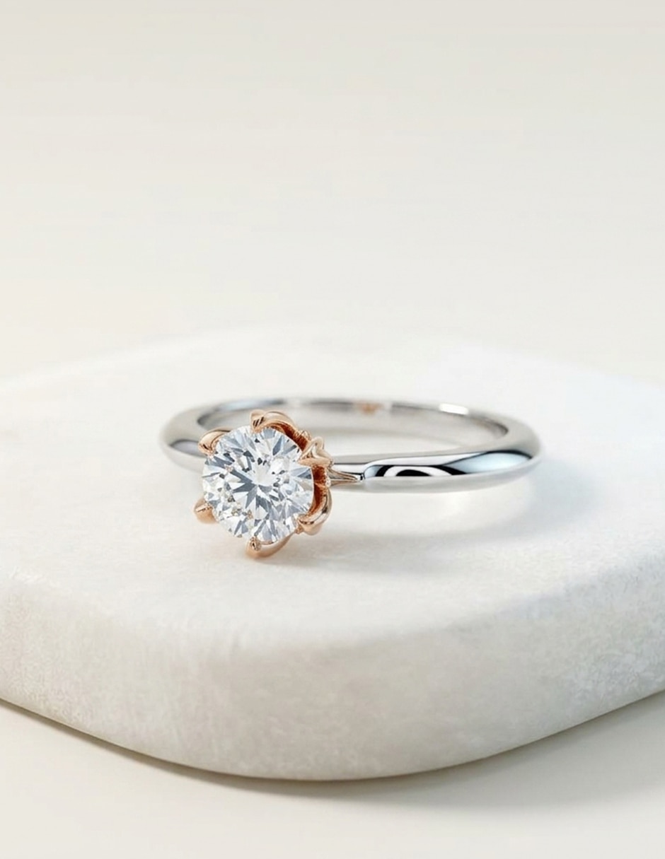 Anillo de compromiso de oro 14 k zirconia cúbica 6