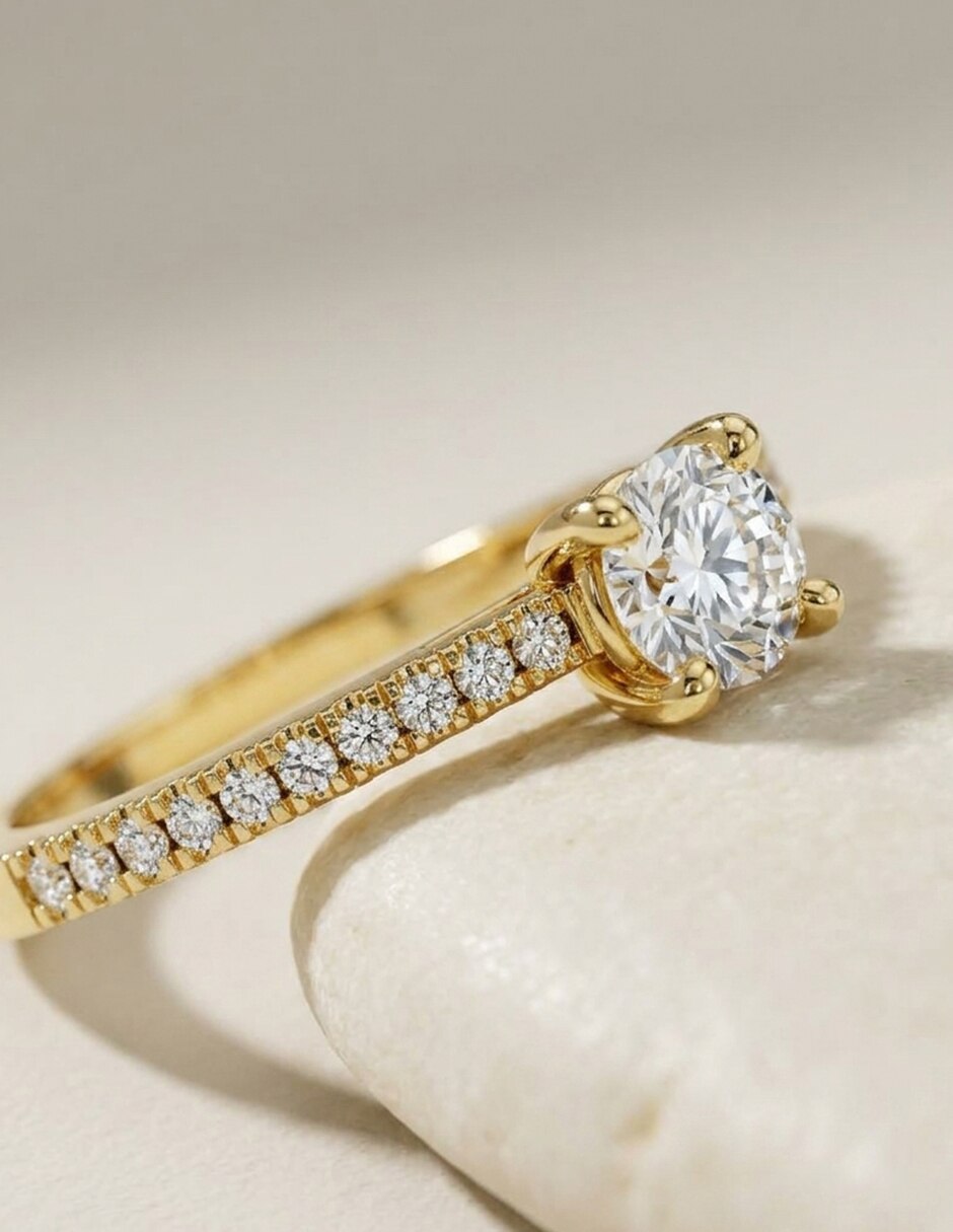 Anillo de compromiso de oro 9 k Amore Mio zirconia cúbica