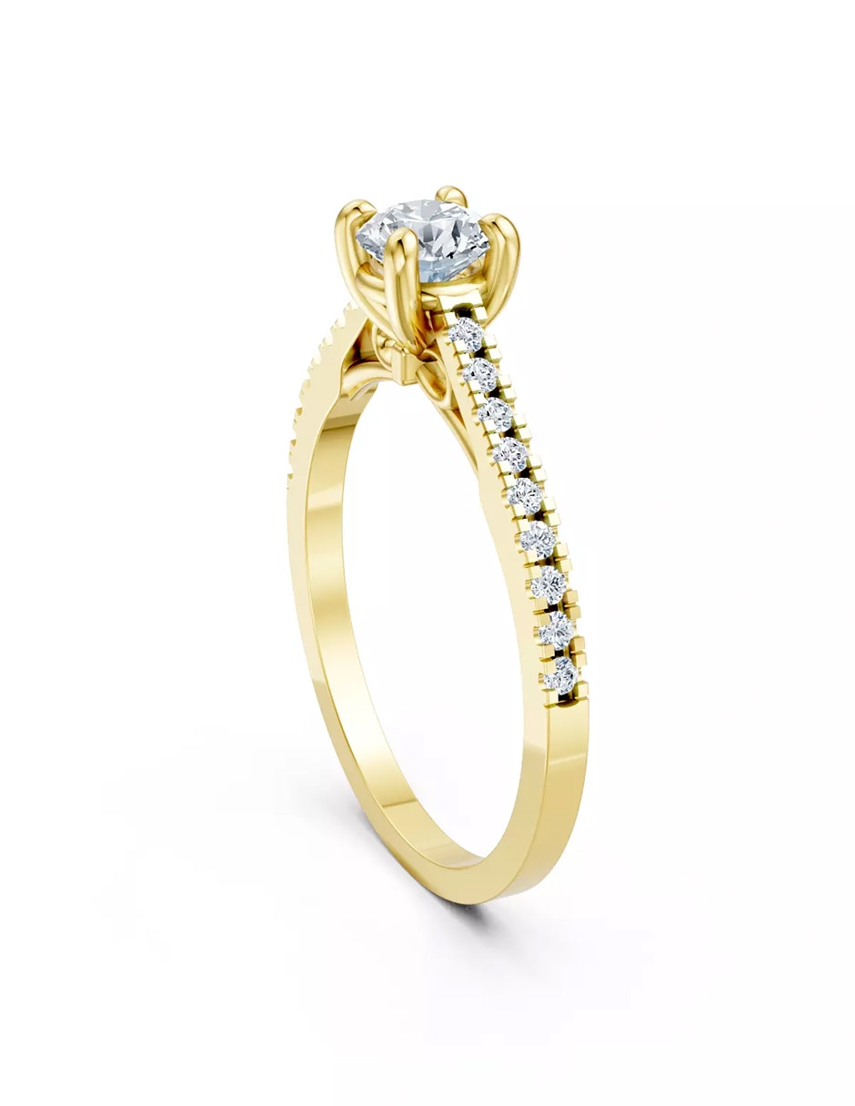 Anillo de compromiso de oro 14 k Amore Mio zirconia cúbica