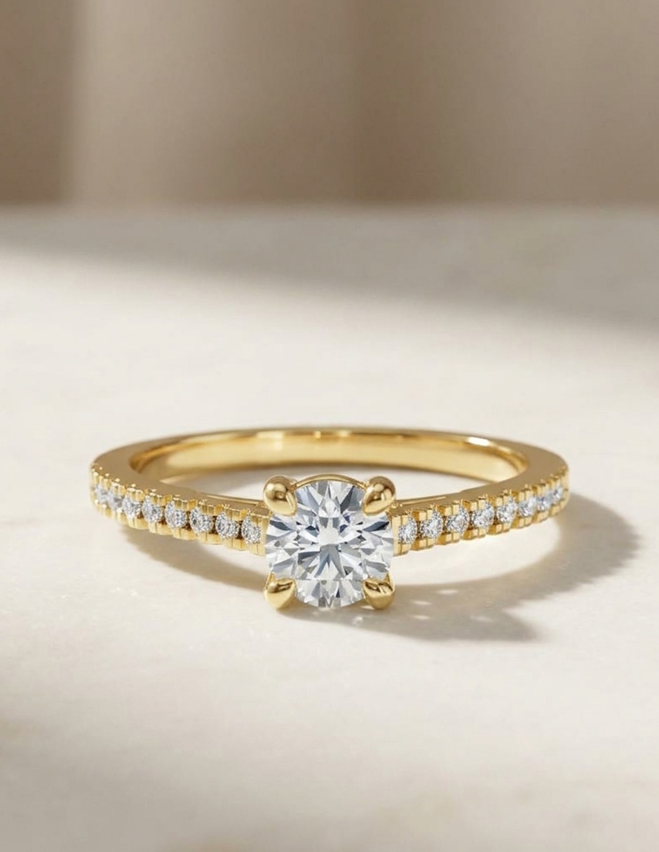 Anillo de compromiso de oro 14 k Amore Mio zirconia cúbica