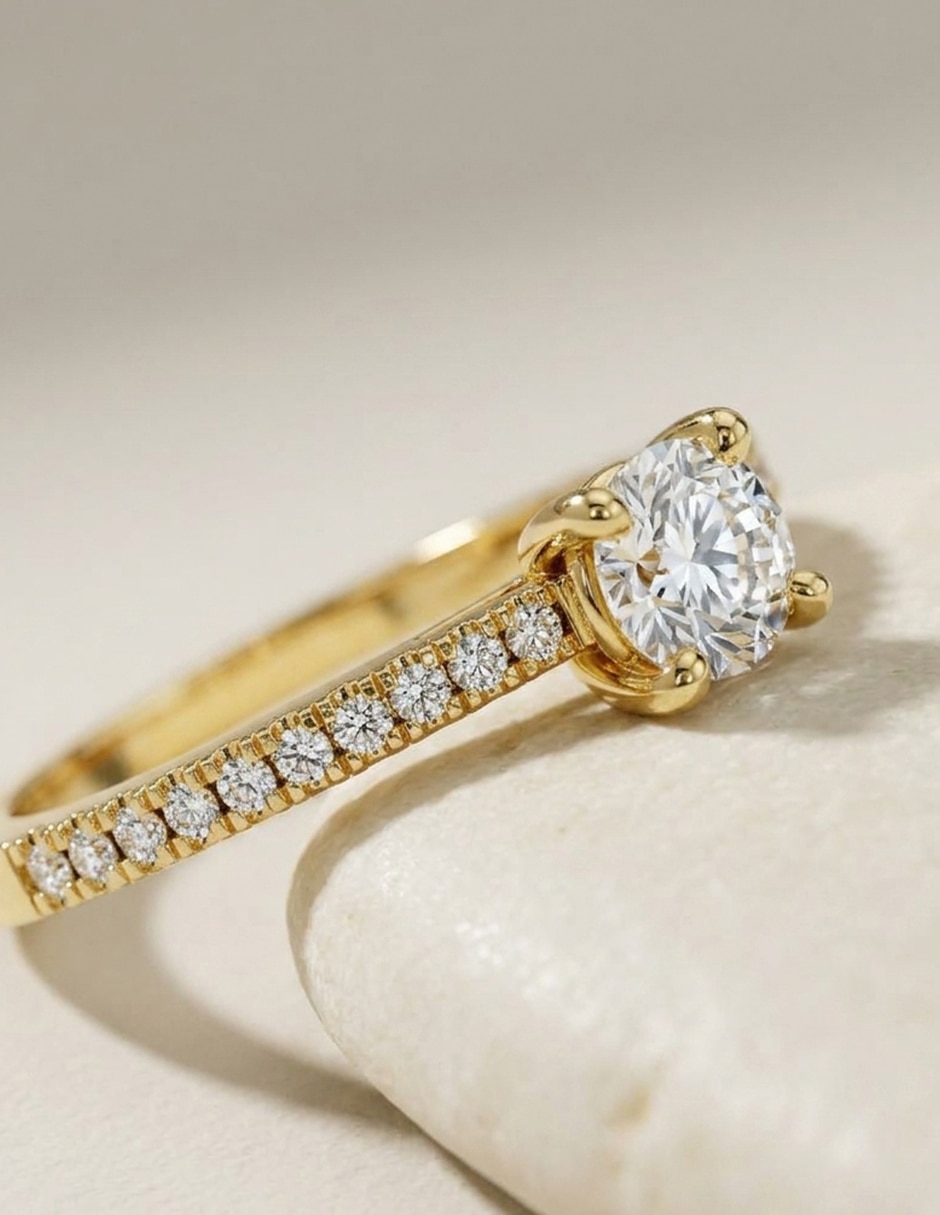 Anillo de compromiso de oro 18 k zirconia cúbica 5