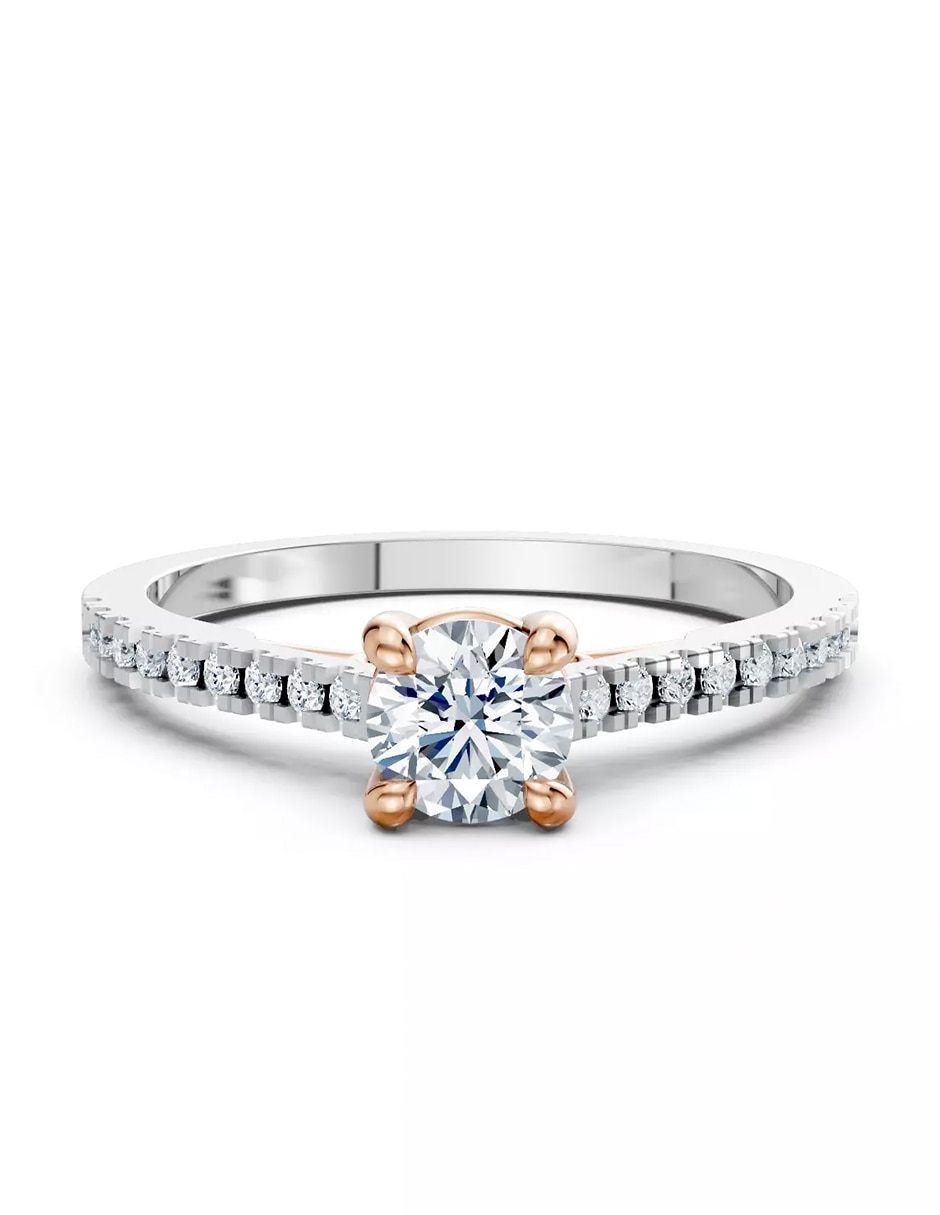 Anillo de compromiso de oro 18 k zirconia cúbica