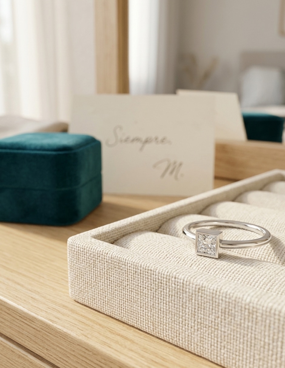 Anillo de compromiso de oro 14 k zirconia cúbica 5