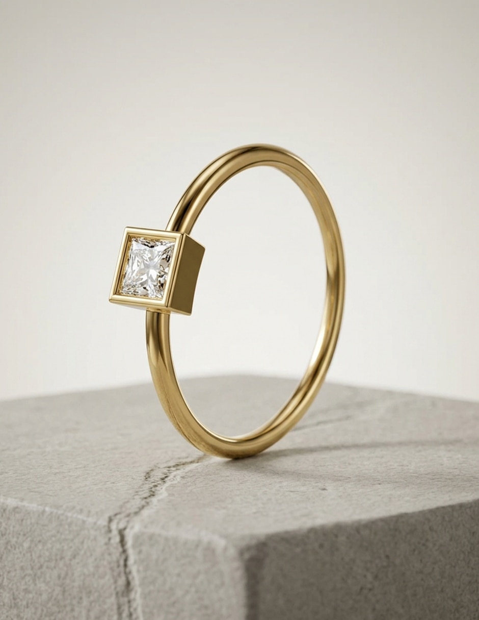 Anillo de compromiso de oro 14 k Amore Mio zirconia cúbica