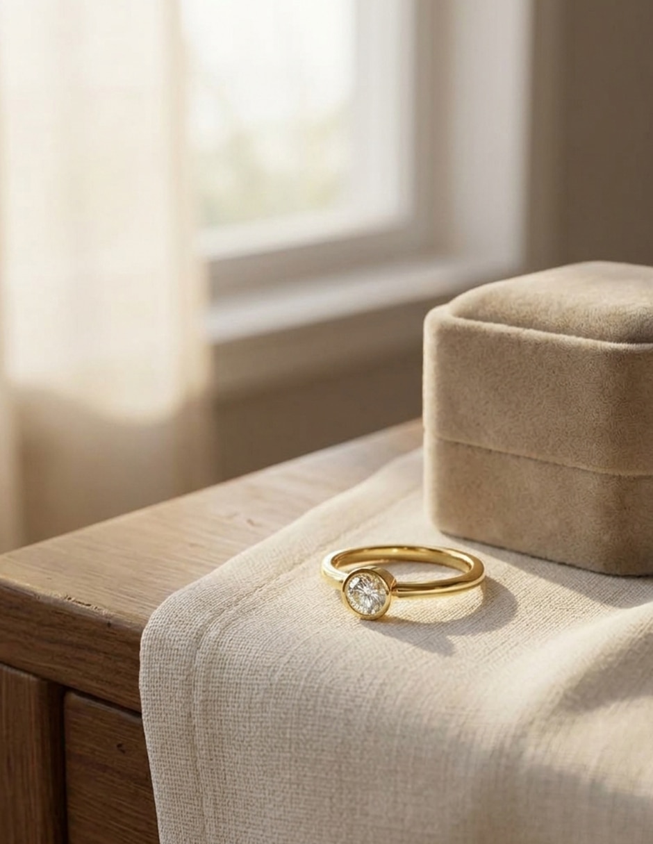 Anillo de compromiso de oro 14 k Amore Mio zirconia cúbica