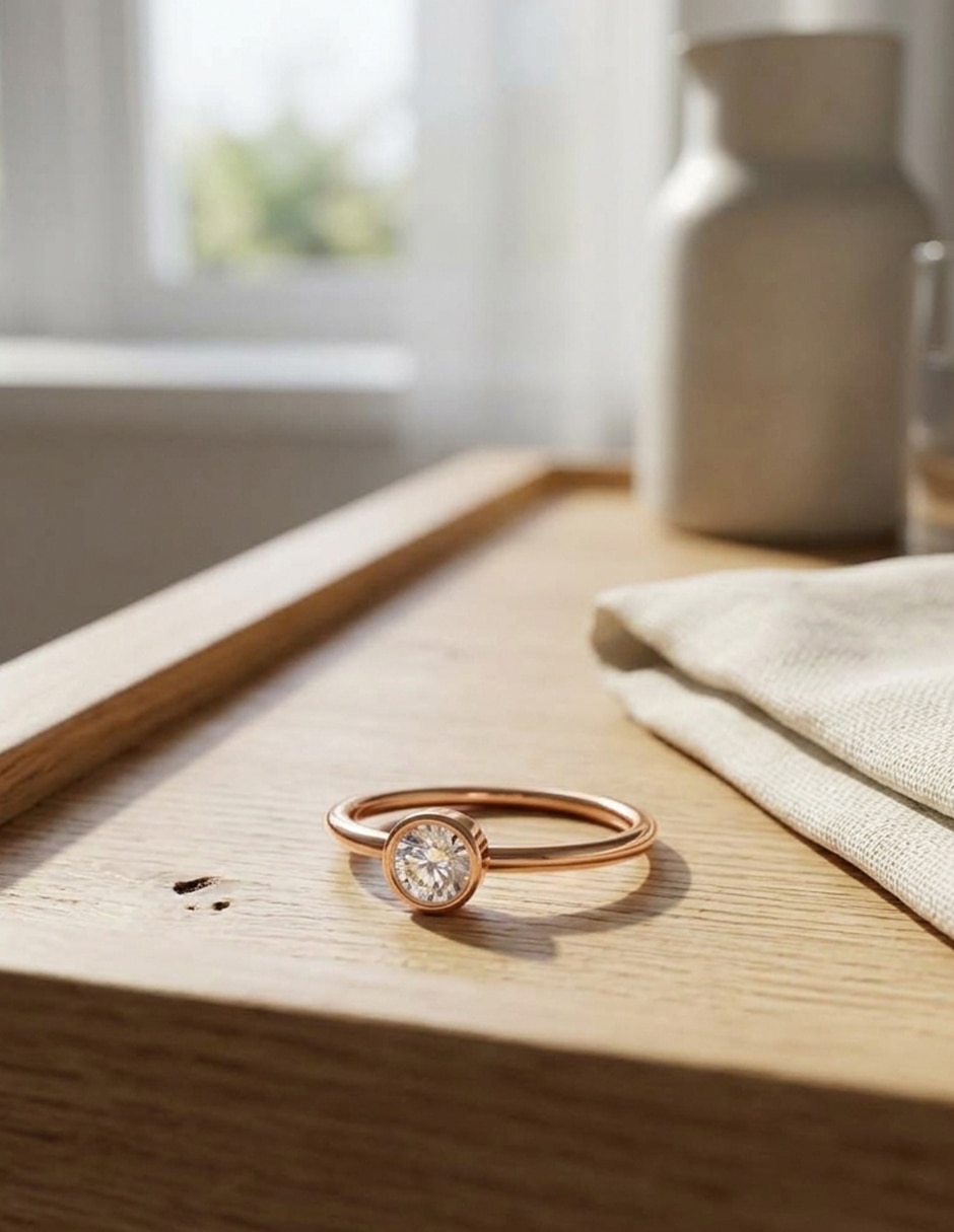Anillo de compromiso de oro 14 k zirconia cúbica 5