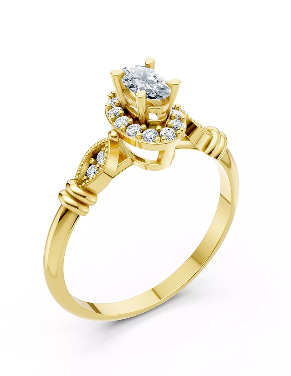 Anillo de compromiso de oro 9 k Amore Mio zirconia cúbica