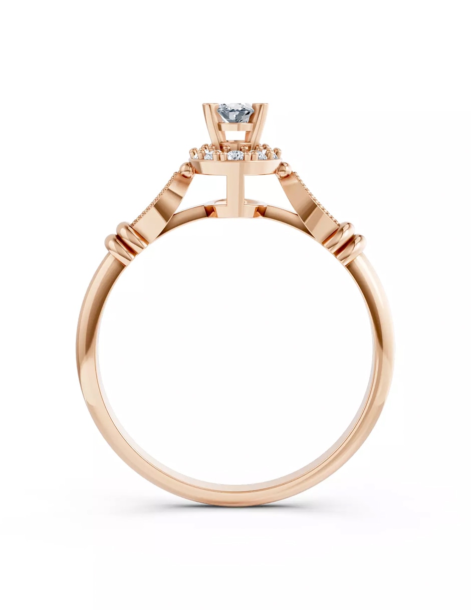 Anillo de compromiso de oro 9 k zirconia cúbica 3