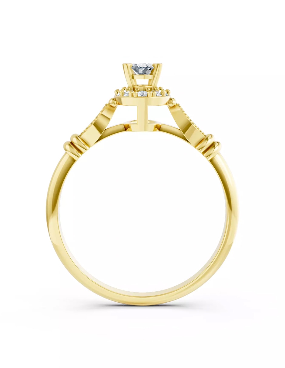 Anillo de compromiso de oro 14 k Amore Mio zirconia cúbica