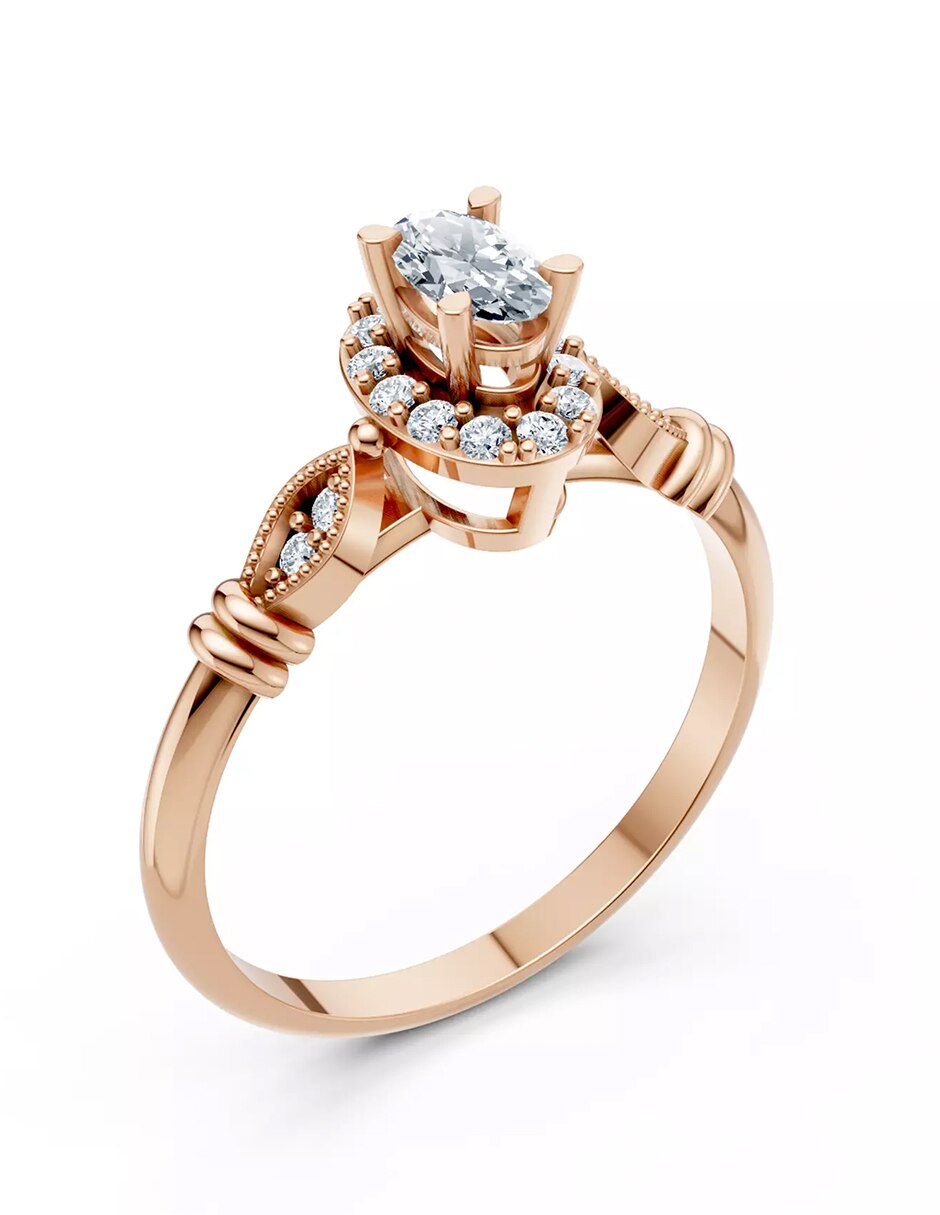 Anillo de compromiso de oro 14 k zirconia cúbica 7