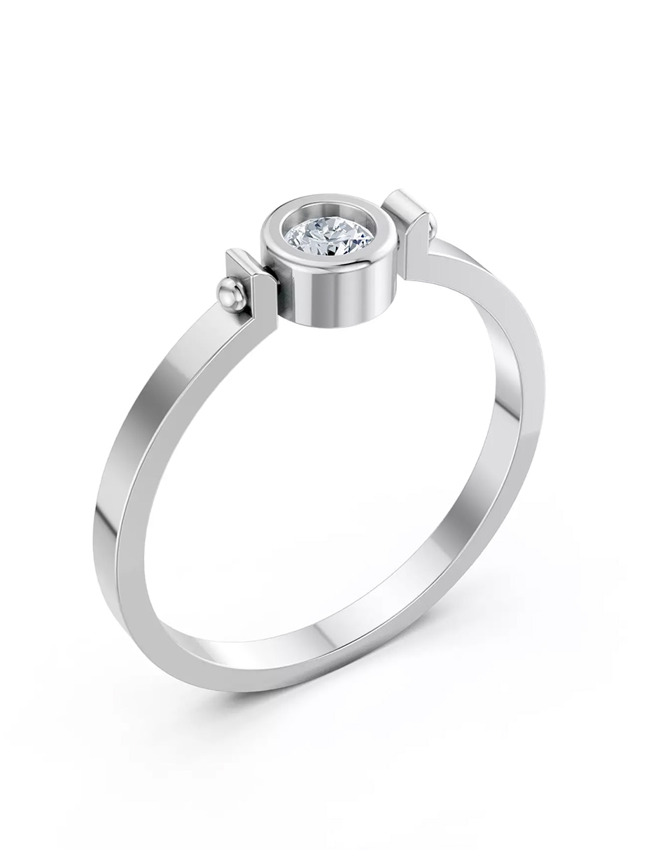 Anillo de compromiso de oro 18 k zirconia cúbica 6