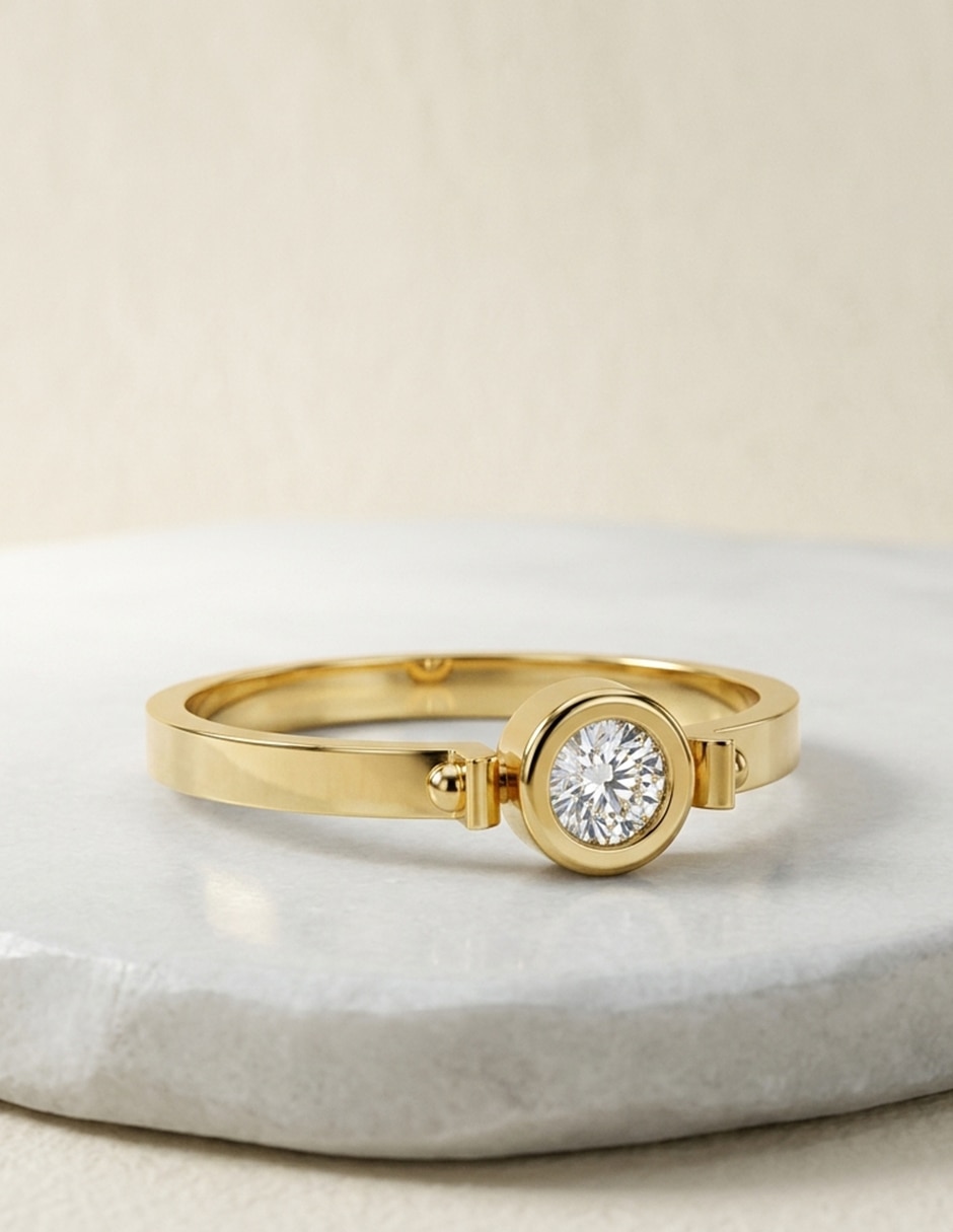 Anillo de compromiso de oro 14 k zirconia cúbica 4