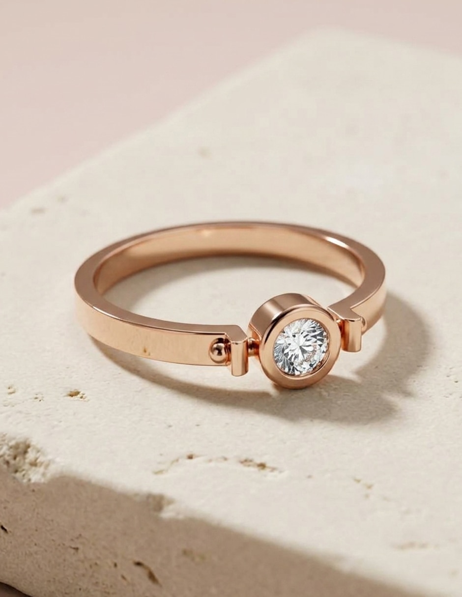 Anillo de compromiso de oro 14 k zirconia cúbica 5
