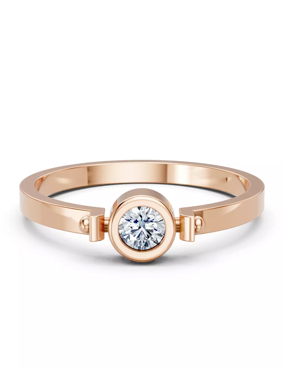 Anillo de compromiso de oro 18 k zirconia cúbica