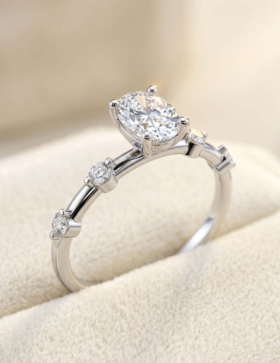 Anillo de compromiso de oro 18 k zirconia cúbica 7