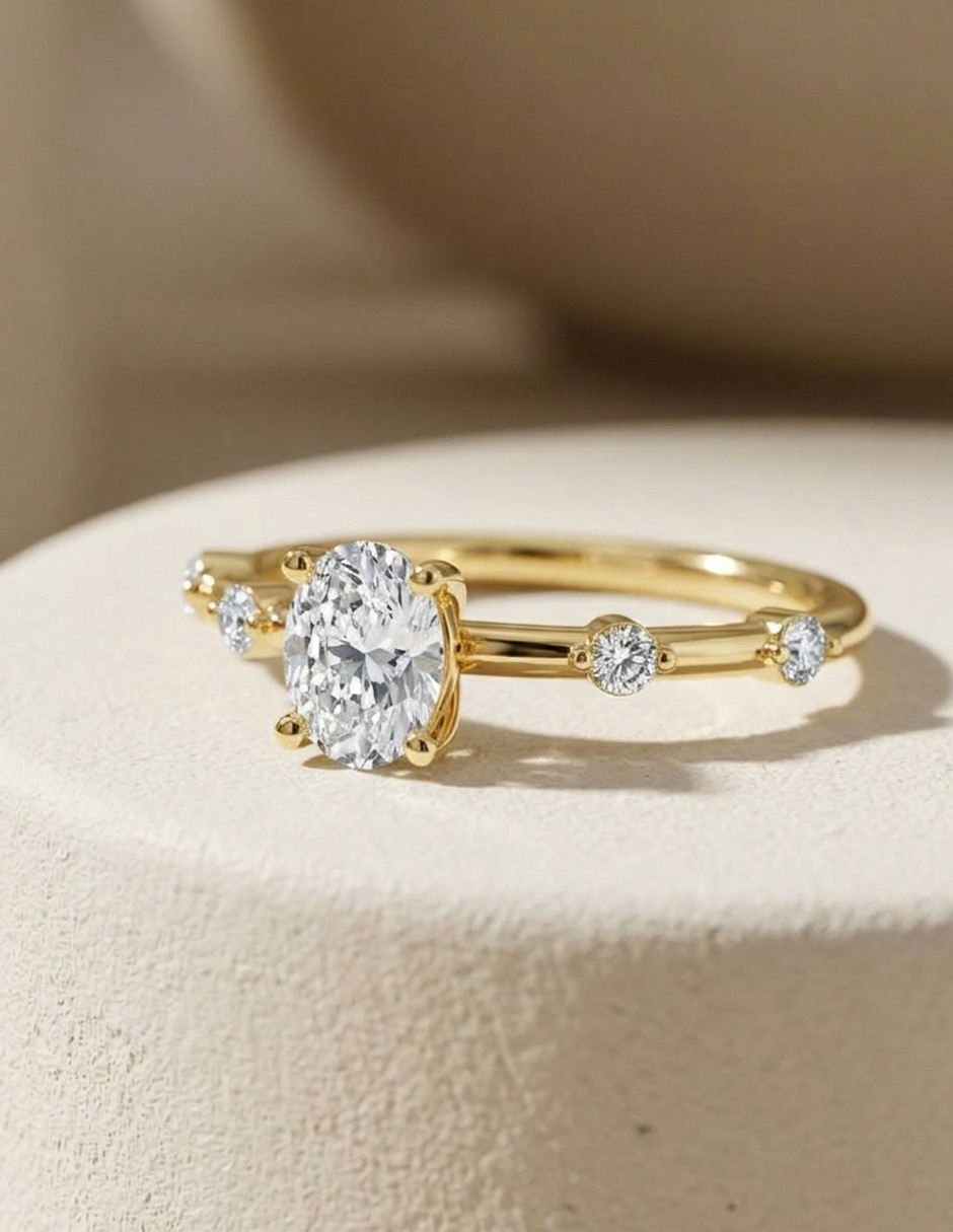 Anillo de compromiso de oro 14 k Amore Mio zirconia cúbica