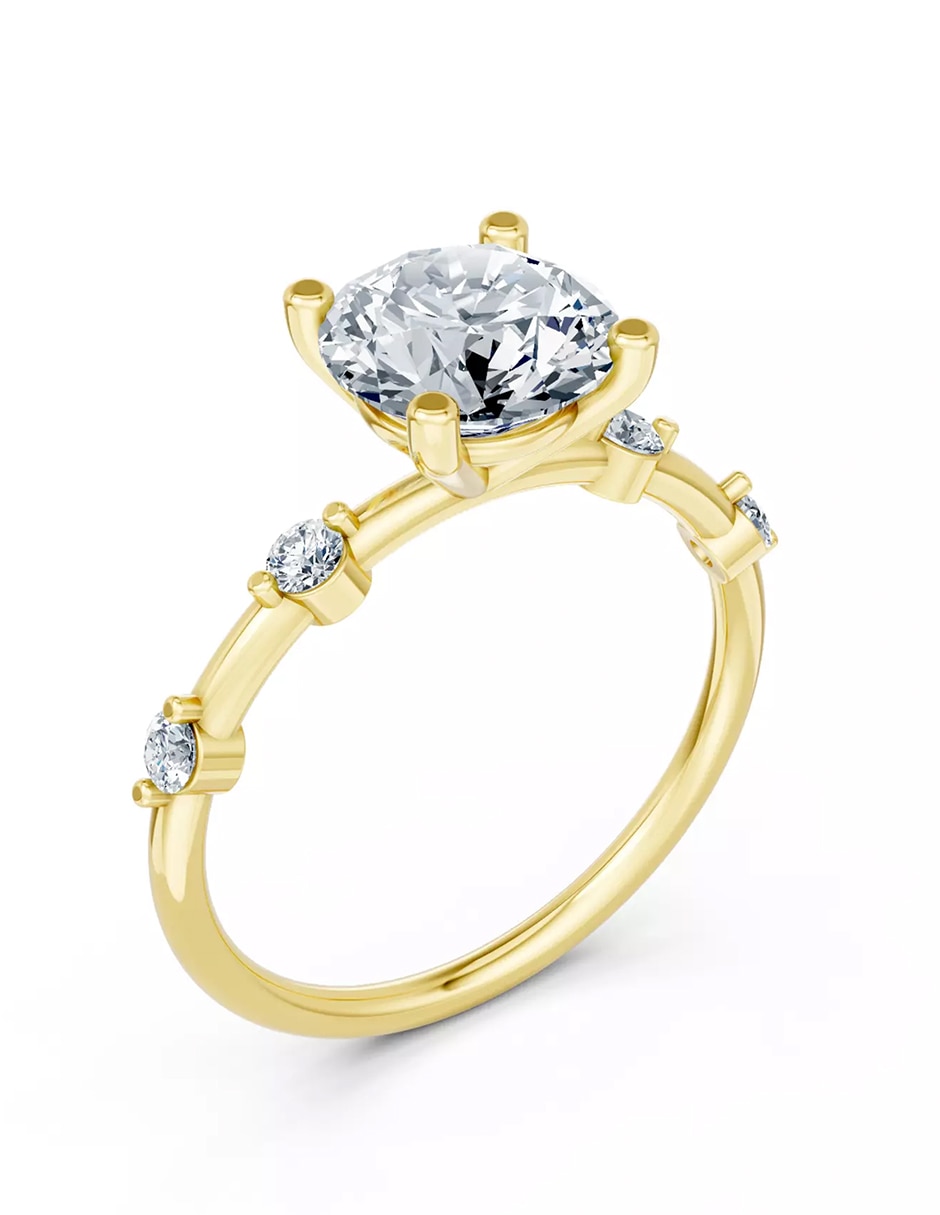 Anillo de compromiso de oro 18 k zirconia cúbica 5