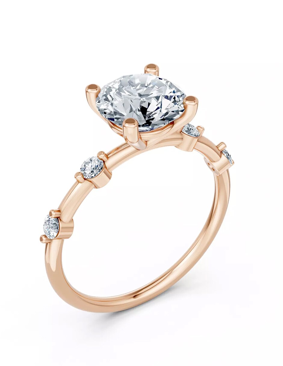 Anillo de compromiso de oro 18 k zirconia cúbica 6