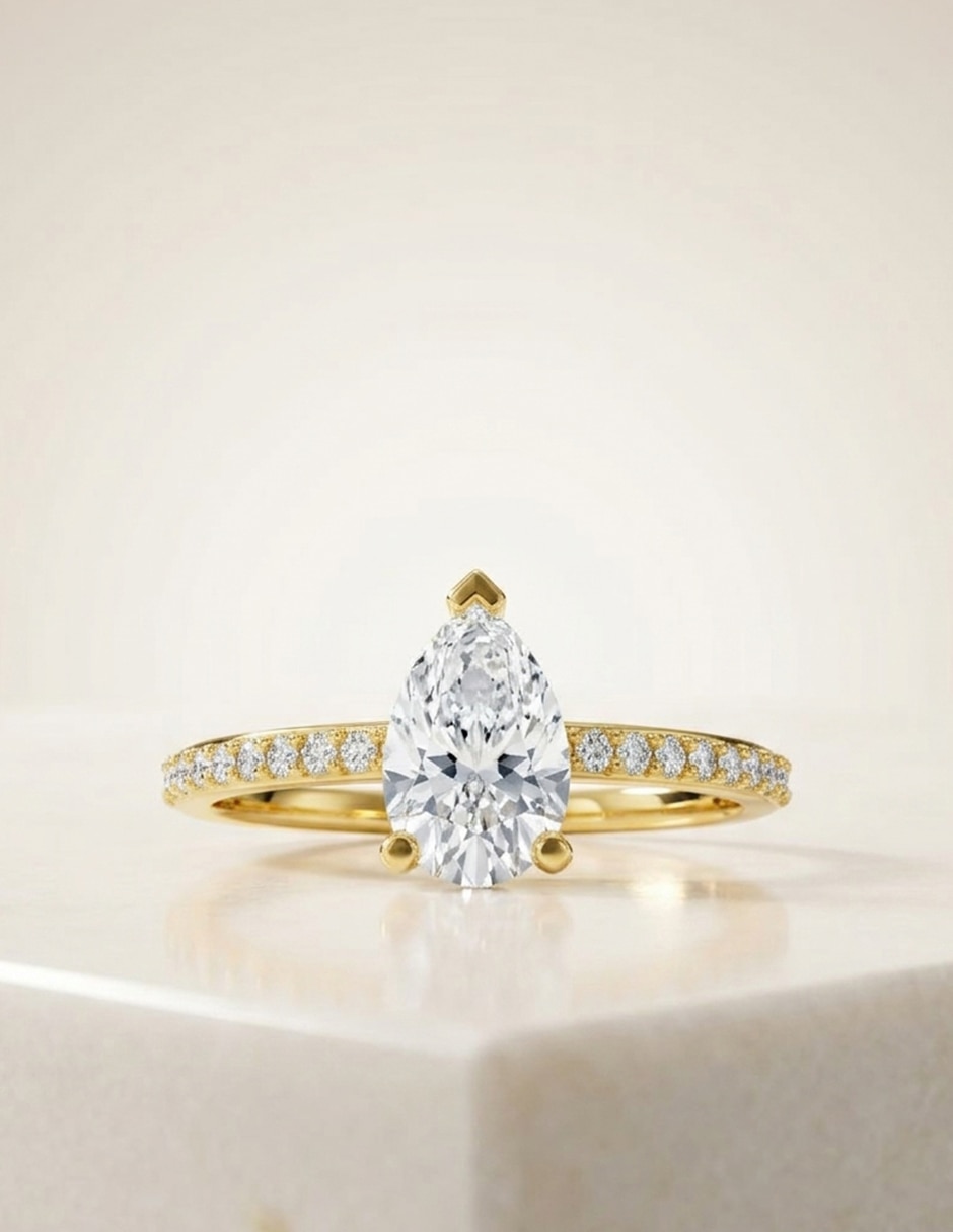 Anillo de compromiso de oro 14 K Amore Mio zirconia cúbica