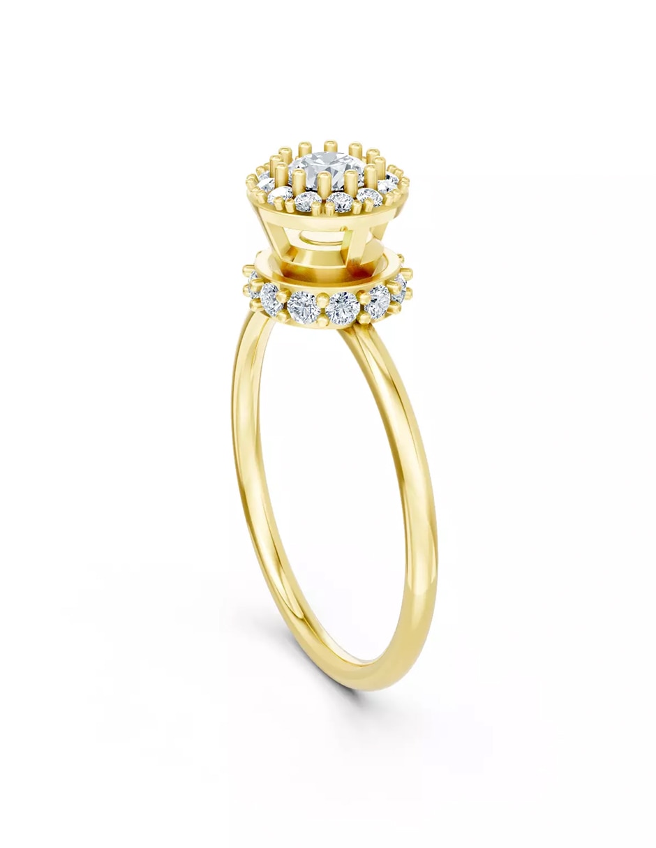 Anillo de compromiso de oro 14 k Amore Mio zirconia cúbica